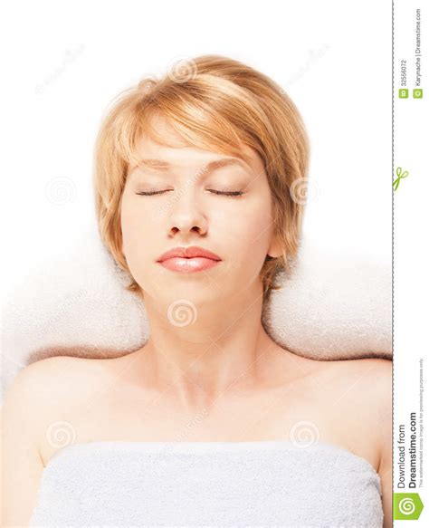 Spa Face Perfect Skin Attractive Blonde In A Massage Salon Stock