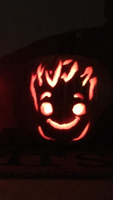 baby groot pumpkin  carved couldnt find  stencil
