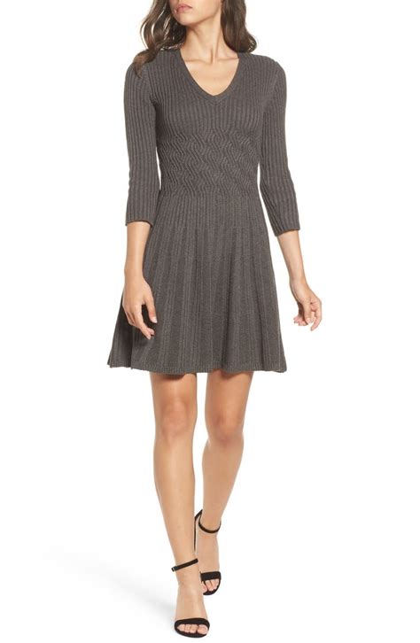 Eliza J Ribbed Fit And Flare Dress Nordstrom