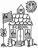 Coloring Pages School Back College Kids Color Edu Schoolhouse sketch template