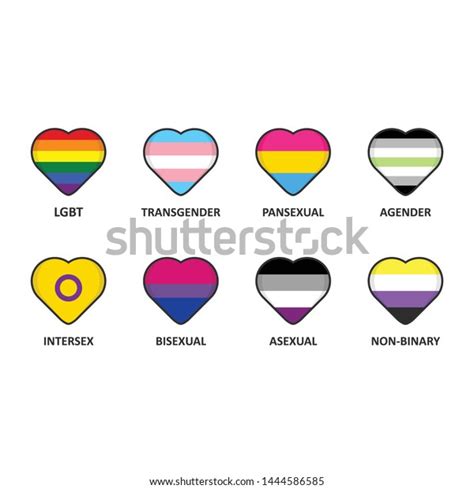 lgbt heart set rainbow transgender pansexual stock vector royalty free