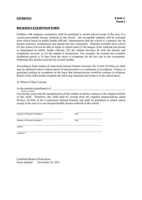 printable vaccine exemption form indiana printable forms