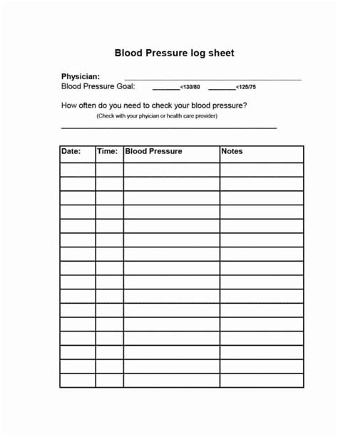 daily blood pressure log templates excel word