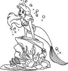 ariel sitting   rock  mermaid coloring pages pinterest ariel