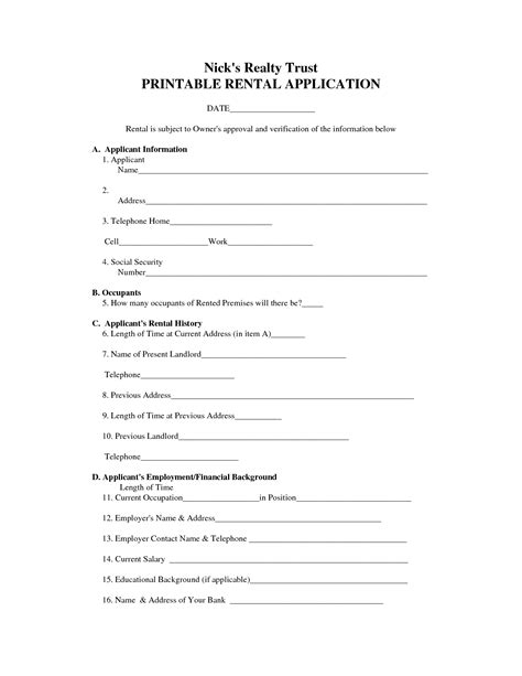 printable rental agreement forms  printable documents