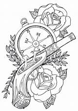 Tattoos Compass sketch template
