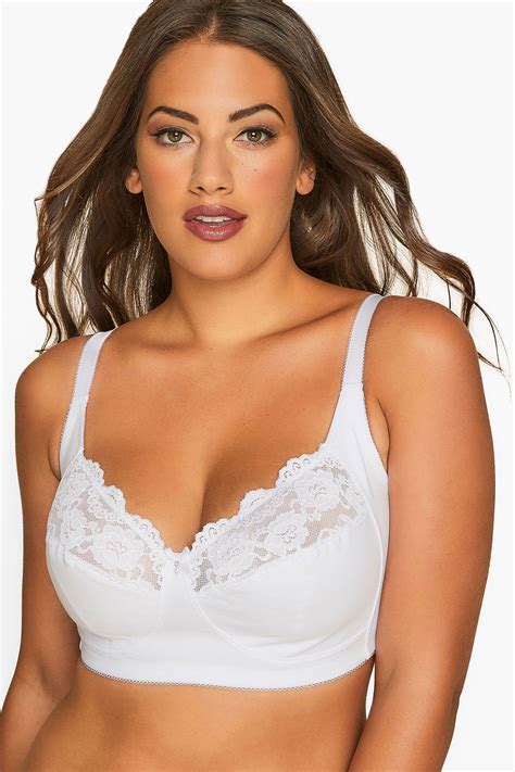 white non wired cotton bra with lace trim best seller yours clothing