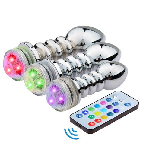 anal stimulate metal butt plug led wireless remote anal