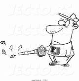 Cartoon Leaf Blower Man Coloring Doing Work Yard Clipart Vector Using Outlined Royalty Ron Leishman Clipground sketch template