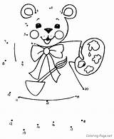 Connect Dots Coloring Teddy Bear Painting Print sketch template