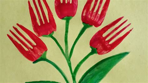 easy fork painting  kids craft  kids easy flower making otosection