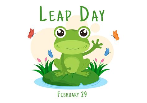 happy leap day   february  cute frog  flat style cartoon hand