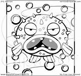 Blowfish Bubbly Grumpy Background Clipart Cartoon Thoman Cory Outlined Coloring Vector sketch template