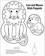Lion Mouse Activities Puppet Stick Coloring Worksheets Library Preschool Fables Printable Aesop Puppets Kindergarten Worksheet Color Printables Crafts Craft Board sketch template