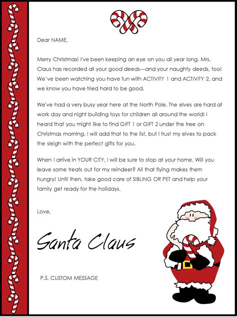 santa letter templates downloads christmas letter  santa