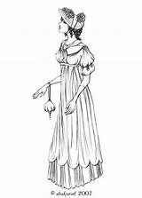 Coloring Regency Pages Color Fashion Dress Books Printable Bonnet Fichu Reticule Dresses Choose Board sketch template
