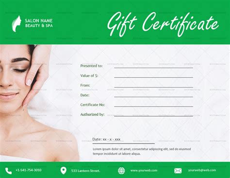 printable spa gift certificate template spa templates