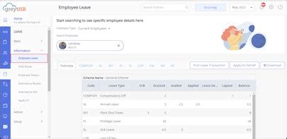 view  manage employee leave details