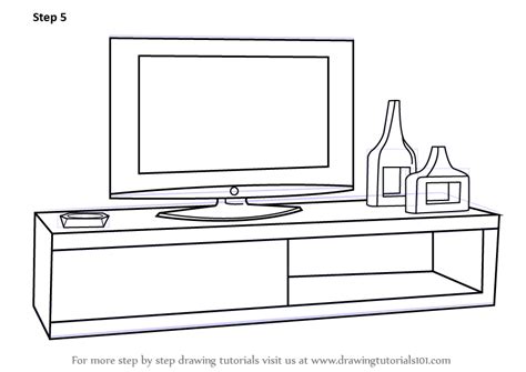 draw tv unit furniture step  step drawingtutorialscom