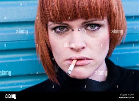 young red haired irish girl woman   cigarette   mouth