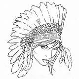 Headdress Outline Apache Sketches Indians Indio Azteca sketch template
