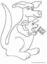 Kangaroo Coloring Animals Baby Print Kinderart Pages Joey Pdf Size Color sketch template