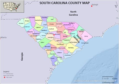south carolina county map list  counties  south carolina