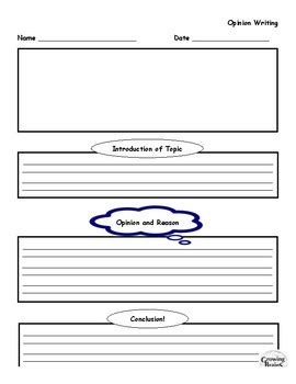 opinion writing template beginner  growing brains tpt