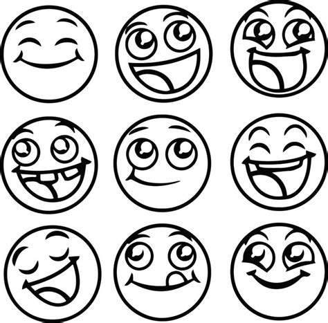 emoji coloring pages black  white  happy faces