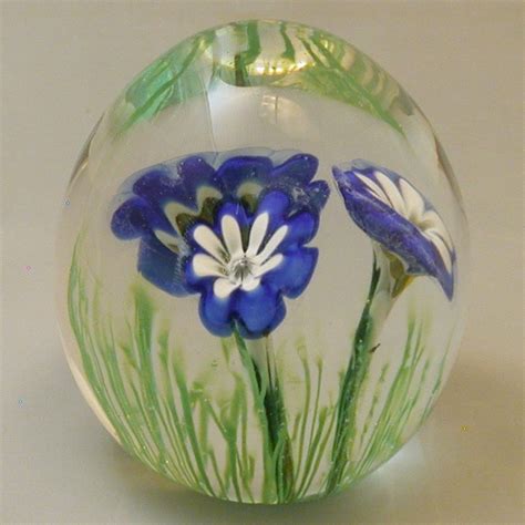 Vintage Murano Glass Flower Paperweight With Original Label From
