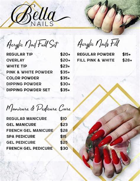 bella nails prices list  cost reviews