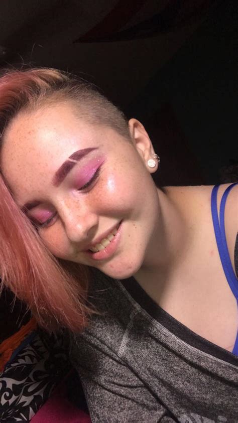 trans femboy    hair dyed rose goldpink  ive    lotta pinkpurple makeup