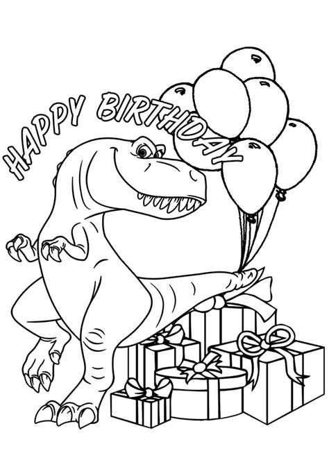 happy birthday dinosaur  printable coloring page  coloring
