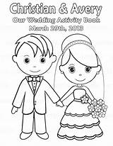 Wedding Coloring Pages Kids Colouring Book Printable Bride Groom Activity Couple Personalized Books Template Cartoon Favor Activities Pdf Drawing Item sketch template