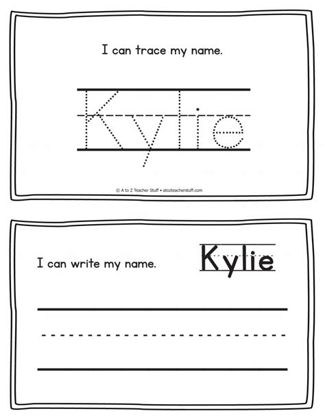 kylie name printables for handwriting practice a to z teacher stuff