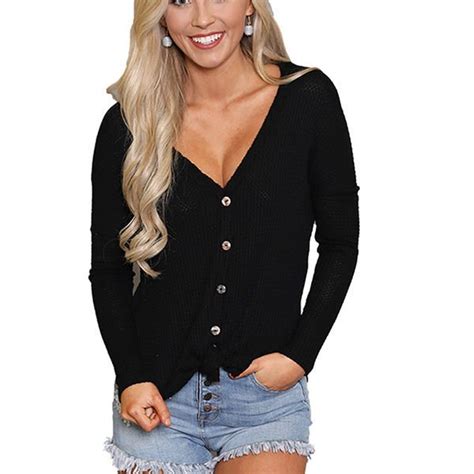 hualong black womens button front knit shirts online store for women sexy dresses