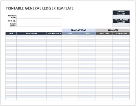 general ledger templates smartsheet