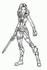 Guardians Gamora Dibujo Superheroes Dragoart sketch template
