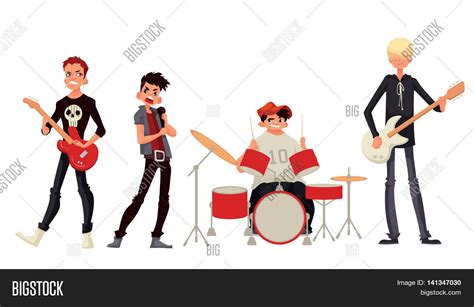 rock band cartoon image photo  trial bigstock