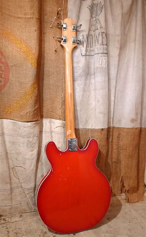 epiphone   ea  hollowbody bass  cherry red southside guitars reverb