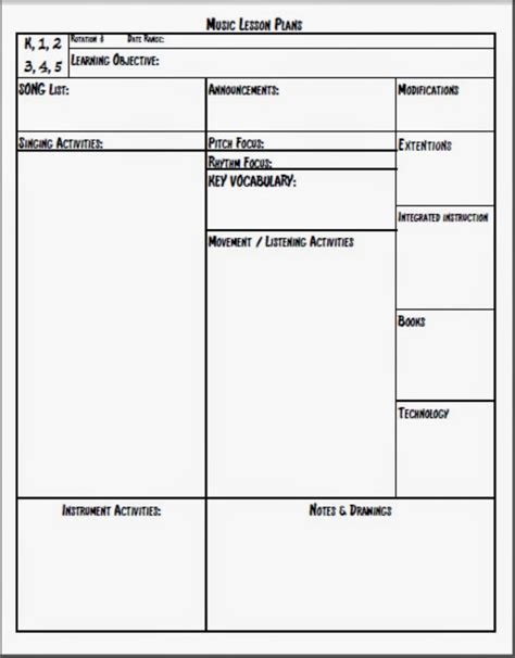 printable  lesson plan template printable templates