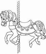 Horse Caroussel Carrousel Chevaux Getdrawings Adultes Colorées Licornes ânes Coloriages Colouring sketch template