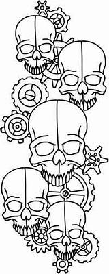 Coloring Skull Pages Embroidery Skulls Urban Urbanthreads Threads Clockwork Patterns Steampunk Leather Designs Paper Cross Tooling Pattern Carving Stitch Book sketch template
