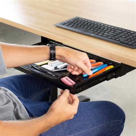 vivo black  mounted sliding  desk slim pull  pencil drawer