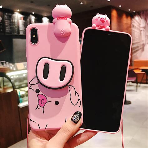 dfqngl cute pink silicone phone case  lanyard  iphone    tpu soft cover case