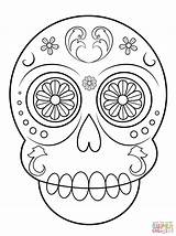 Coloring Skull Sugar Pages Simple Printable Colorings sketch template