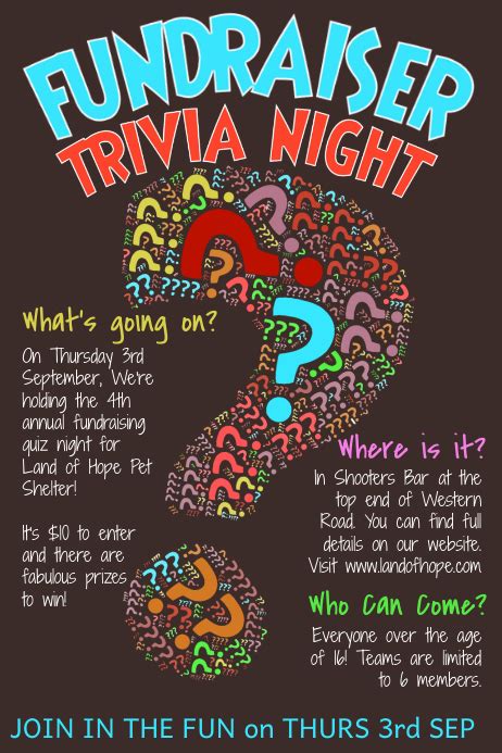 trivia quiz night poster template postermywall