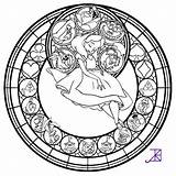 Coloring Stained Glass Pages Disney Alice Mandala Window Printable Beast Beauty Wonderland Coloring4free Akili Amethyst Adult Deviantart Coloriage Line Clipart sketch template