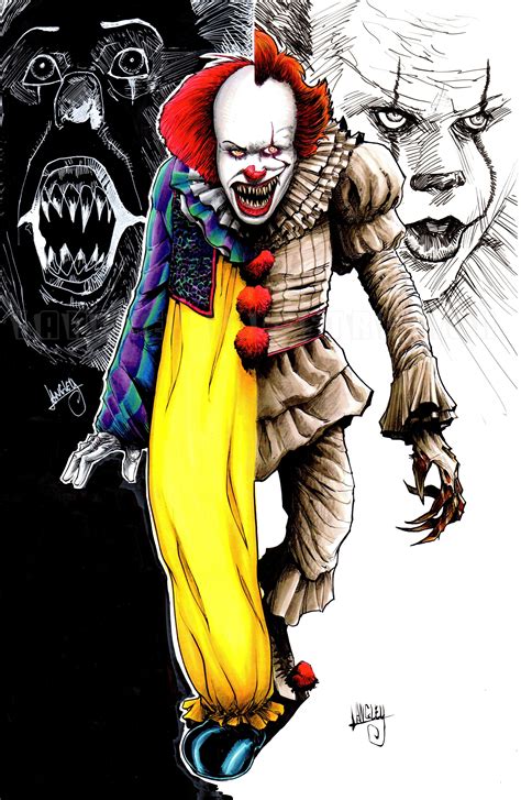 pennywise oldnew artwork created  copics poscas pens  colored pencils prints