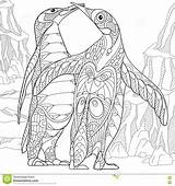 Penguins Emperor Zentangle Stylized sketch template